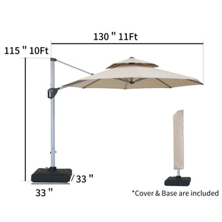 Square Cantilever Patio Umbrella with 5 Adjustable Angles