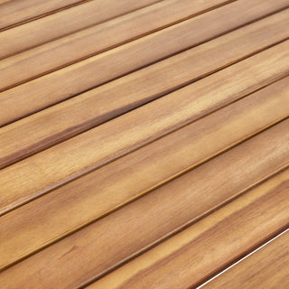 Outdoor Square Acacia Wood Patio Table – Gray/Wood-looking Finish with Straight Legs