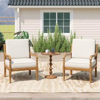 Natural Finish & Beige Fabric Outdoor Acacia Wood Patio Chair with Cushions –  Luxe Wooden Club Style