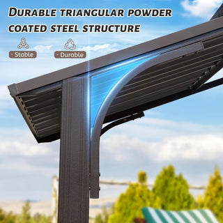 Hardtop Grill Outdoor BBQ Gazebo with 2 Side Shelves and Sloping Galvanized Steel Roof, Metal Permanent Grill Canopy with Ceiling Hooks