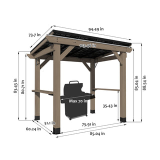 AeroEave Outdoor Cedar Wooden Hardtop Gazebo with Pitched Galvanized Steel Roof