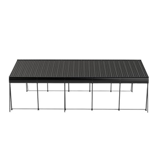13 x 26.5 ft carport, 0.25mm thick, with protective film to prevent scratching, 2 pairs of adhesive gloves, 3 hooks, 12 expansion screws, 6 fixed iron pieces,versatile space