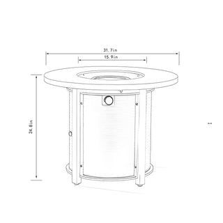32" Propane Gas Fire Pit Table, 50000 BTU Round Steel Fire Pit for Outside Patio Deck Garden Courtyard-Black