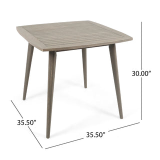 Outdoor Square Acacia Wood Patio Table – Gray/Wood-looking Finish with Straight Legs