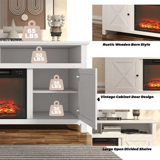 58.23 Inch W MDF TV Stand with Fan-forced Electric Fireplace