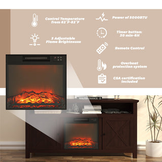 58.23 Inch W MDF TV Stand with Fan-forced Electric Fireplace