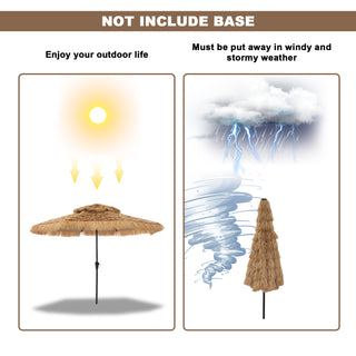9FT/10FT 2-Tier Thatched Tiki Patio Umbrella with Crank – Natural Color, Beach-Style Sunshade