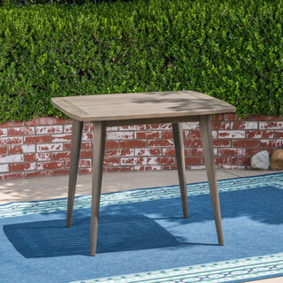 Outdoor Square Acacia Wood Patio Table – Gray/Wood-looking Finish with Straight Legs