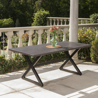 Rolando Outdoor Dining Table – Sleek Aluminum Top & Sturdy Steel Frame in Brown