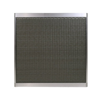 35 Inch Square Outdoor Dining Table – Anodized Aluminum Frame with Wicker Top in Silver & Gray