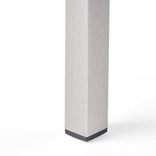 35 Inch Square Outdoor Dining Table – Anodized Aluminum Frame with Wicker Top in Silver & Gray