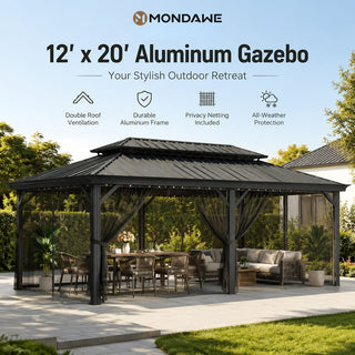 Transform Your Backyard Into a Luxury Outdoor Retreat with a 12x20 FT Aluminum Hardtop Gazebo