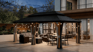 Aetherdome 12x20 FT Outdoor Cedar Wood Frame Gazebo Galvanized