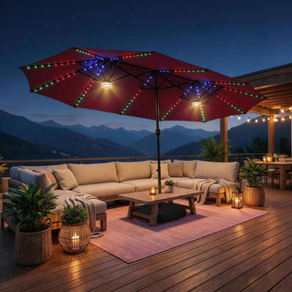 Patio Umbrella with RGB LED Lights