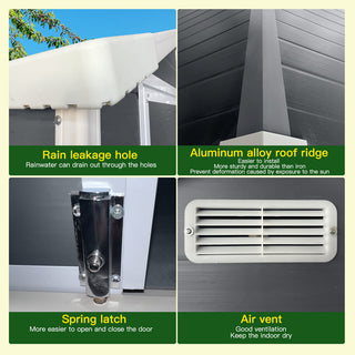 6x6 / 6x4 FT Resin Outdoor Storage Shed with Floor, Lockable Door, Weatherproof Plastic Garden Shed for Backyard & Lawn