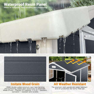 6x6 / 6x4 FT Resin Outdoor Storage Shed with Floor, Lockable Door, Weatherproof Plastic Garden Shed for Backyard & Lawn