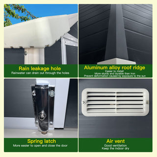 6x6 / 6x4 FT Resin Outdoor Storage Shed with Floor, Lockable Door, Weatherproof Plastic Garden Shed for Backyard & Lawn