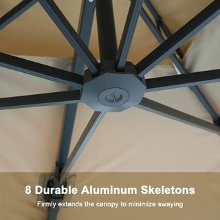 10FT Aluminum Cantilever Patio Umbrella with Removable LED Light Strips for Outdoor Shade