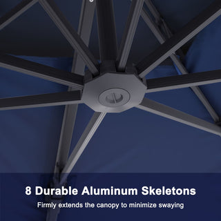 10FT Aluminum Cantilever Patio Umbrella with Removable LED Light Strips for Outdoor Shade