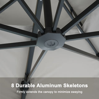 10FT Aluminum Cantilever Patio Umbrella with Removable LED Light Strips for Outdoor Shade