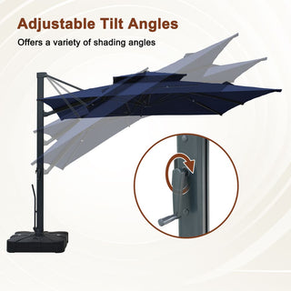 10FT Aluminum Cantilever Patio Umbrella with Removable LED Light Strips for Outdoor Shade