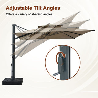 10FT Aluminum Cantilever Patio Umbrella with Removable LED Light Strips for Outdoor Shade
