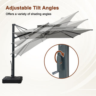 10FT Aluminum Cantilever Patio Umbrella with Removable LED Light Strips for Outdoor Shade