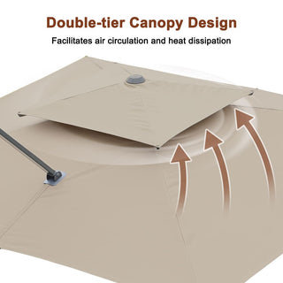 10FT Aluminum Cantilever Patio Umbrella with Removable LED Light Strips for Outdoor Shade