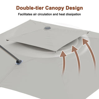 10FT Aluminum Cantilever Patio Umbrella with Removable LED Light Strips for Outdoor Shade