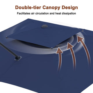 10FT Aluminum Cantilever Patio Umbrella with Removable LED Light Strips for Outdoor Shade