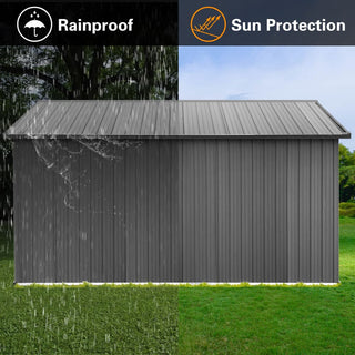 12x10 FT Metal Garden Shed Outdoor Storage, Multi-Color (White/Black/Grey/Brown) with Window & Shelving, Heavy Duty Garden Tool Shed for Backyard & Patio