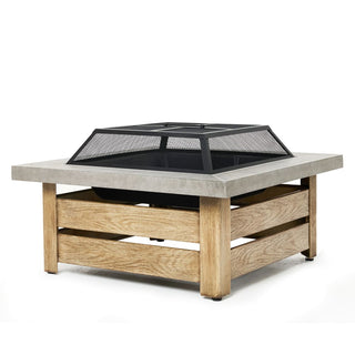 34-Inch Wood-Burning Fire Pit Table with Iron Construction for Patio & Backyard