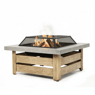 34-Inch Wood-Burning Fire Pit Table with Iron Construction for Patio & Backyard