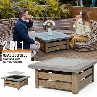 34-Inch Wood-Burning Fire Pit Table with Iron Construction for Patio & Backyard