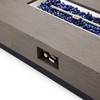 60-INCH FIRE PIT TABLE,Wood Outdoor Gas Fire Pit Table with Rain cover,Rectangular Heater for Patio, Backyard, Deck, Outdoor Modern Patio Fire Pit