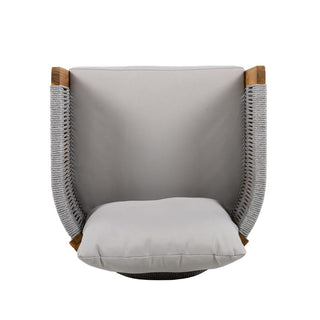 Acacia Wood Outdoor Dining Chairs 2-Pack with Mix White Rope Handles, Washable Waterproof Brown/Grey/Beige Cushions, 400 lbs Capacity