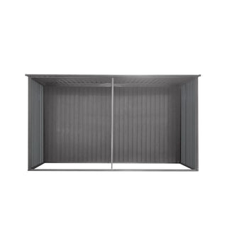 Mondawe 2-in-1 Metal Outdoor Storage Shed and Firewood Shed, Grey Dual-Use Design for Winter Use