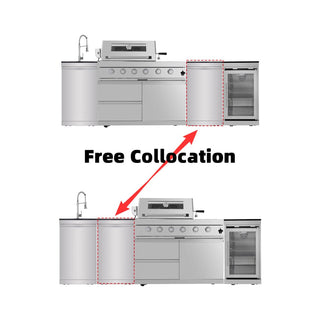 46" Outdoor Kitchen Island with 4-Burner 72,000 BTU Grill, Fridge, Rotisserie & Granite Countertops