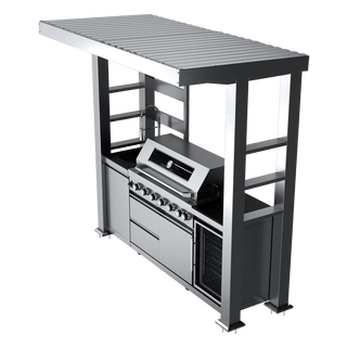 94-Inch 6-Burner 85000 BTU Outdoor Kitchen Island Grill | Stainless Steel BBQ with Wine Cooler, Rotisserie, Granite Countertop & Storage Cabinets