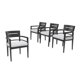 Outdoor Patio K/D Aluminum Stationary Dining Chairs 4PCS with Outdoor-grade Sunbrella Fabric Cushions