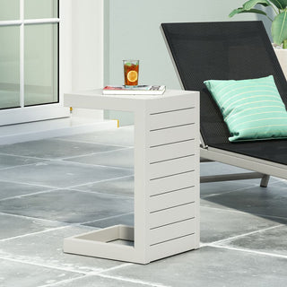 Modern Outdoor C-Shaped Side Table For Patio And Poolside