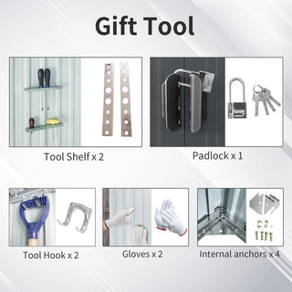 6X6 FT Metal Storage Shed Appealing horizontal siding in woodgrain with coffee trim to complement
