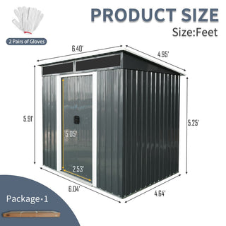 Outdoor Metal Storage Shed 6X5 FT with Window & Skylight Panel, Waterproof Tool Storage for Lawn & Patio