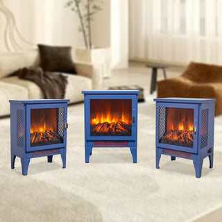 18-Inch Freestanding Electric Fireplace Stove Heater with 3D Flame Effect