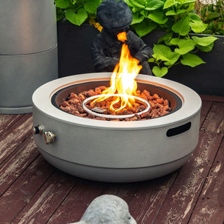 24" Propane Gas Fire Pit Bowl, 50000 BTU Round Steel Fire Pit for Outside Patio Deck Garden Backyard- Grey