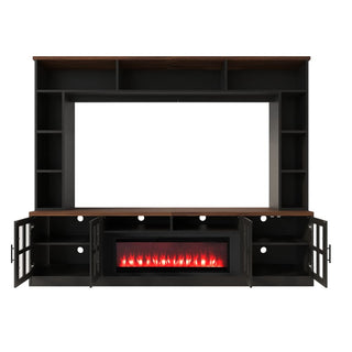 95.5" Wall Unit Entertainment Center with Bookshelves | Modern TV Stand with Electric Fireplace, Adjustable Shelves for TVs up to 80"