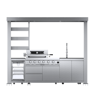 110-Inch 4-Burner 72000 BTU Deluxe Stainless Steel Outdoor Kitchen Island BBQ Grill