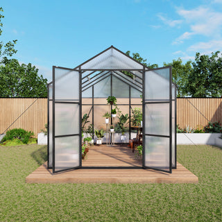 New-Design Walk-In Polycarbonate Greenhouse with Heavy-Duty Aluminum Frame – All-Season Garden & Backyard Greenhouse
