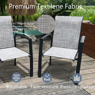 2-Piece Outdoor Patio Chairs – All-Weather Metal Dining Chairs for Garden & Poolside, Black or Cream Frame