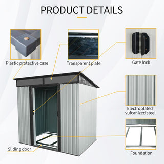Outdoor Metal Storage Shed 6X5 FT with Window & Skylight Panel, Waterproof Tool Storage for Lawn & Patio